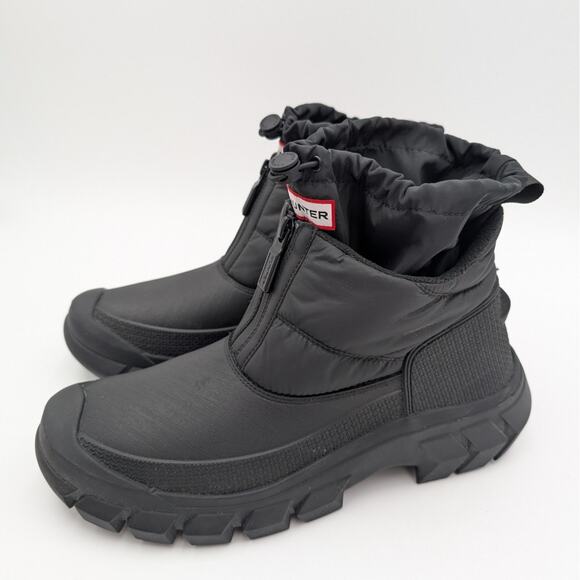 Hunter Intrepid Ankle Zip Snow Boots Round Toe Women's Black Size US11 EU43